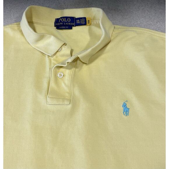 Vintage Polo Ralph Lauren Yellow Polo Shirt Classic Fit Short Sleeve Men's XXL - Picture 6 of 9
